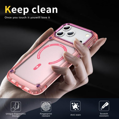 Противоударный чехол Skin Feel TPU + PC MagSafe Magnetic для iPhone 17 Pro - прозрачно-розовый
