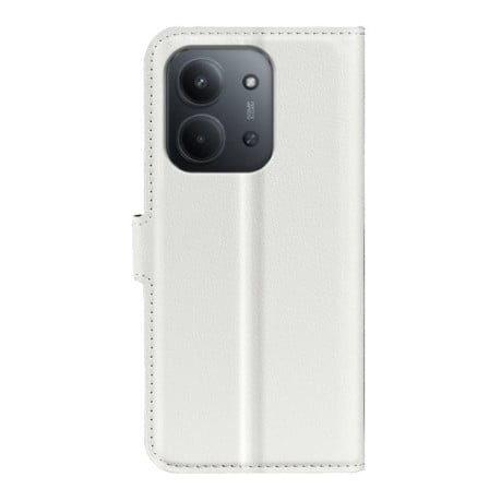 Чохол-книжка з фактурою Litchi та магнітним хлястиком на Xiaomi Redmi 15C 5G / 4G EU 173mm - білий
