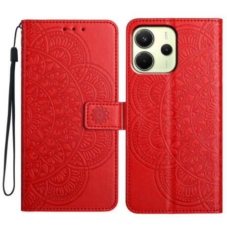 Чохол-книжка Flower Embossed Leather на Xiaomi Redmi Note 14 4G 164.48mm - червоний
