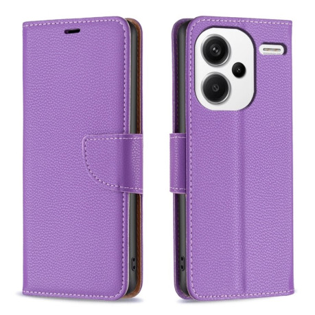 Чехол-книжка Litchi Texture Pure Color на Xiaomi Redmi Note 13 Pro+ - фиолетовый