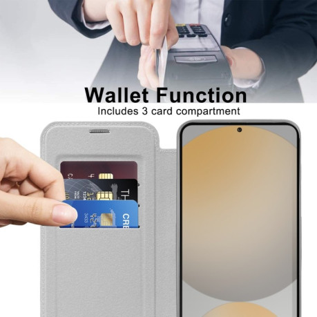 Чехол-книжка Shield MagSafe RFID Anti-theft Leather для Samsung Galaxy S24 FE 5G - серый