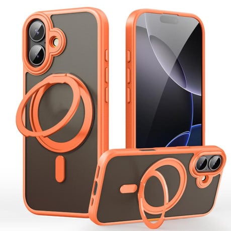 Чехол с подставкой 360 и MagSafe Magnetic Frosted на iPhone 17 - оранжевый