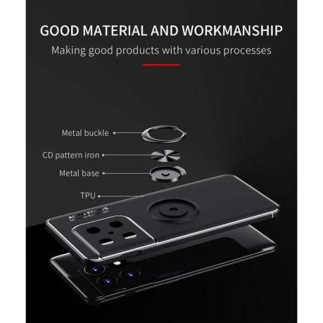Ударозащитный чехол Metal Ring Holder 360 Degree Rotating на OnePlus 10 Pro 5G - черно-золотой