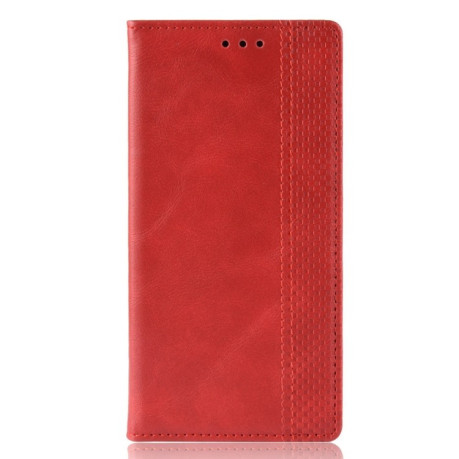 Кожаный чехол-книжка Magnetic Buckle Retro Texture на Samsung Galaxy S10+/G975-красный