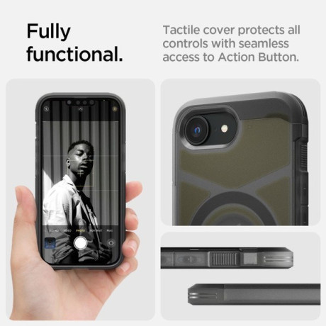 Оригинальный чехол Spigen Tough Armor MagSafe на iPhone 16e - Clear Gray