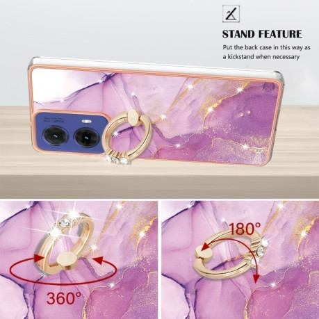 Чохол Electroplating with Ring Holder для Motorola Moto G85 - Purple