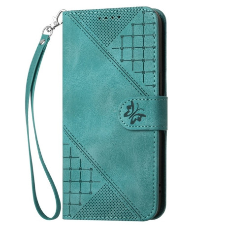Чехол-книжка Grid Butterfly Embossed Pattern Flip Leather для Xiaomi Redmi Note 14 5G/Poco M7 Pro 5G - голубой