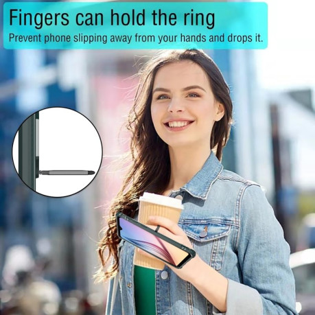 Противоударный чехол Carbon Fiber Rotating Ring на Samsung Galaxy A21 - зеленый