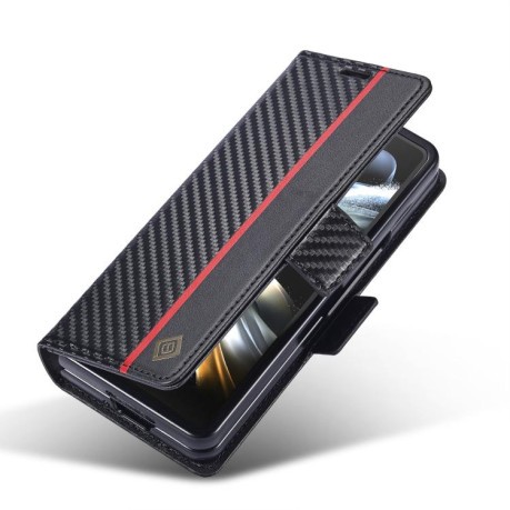 Чехол-книжка LC.IMEEKE Carbon Fiber для Samsung Galaxy Fold 7 5G - Black