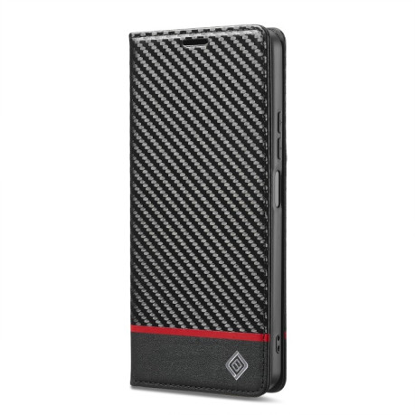 Чехол-книжка LCIMEEKE Carbon Fiber для Xiaomi Redmi 14C 4G/Poco C75/Redmi A4 5G - Black