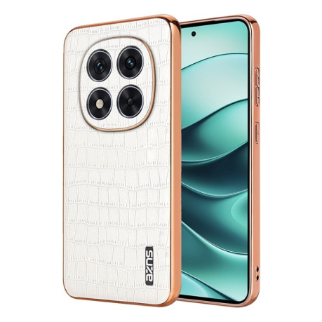Чохол AZNS Electroplated Frame Crocodile Texture на Xiaomi Redmi Note 14 Pro 5G/Poco X7 - білий