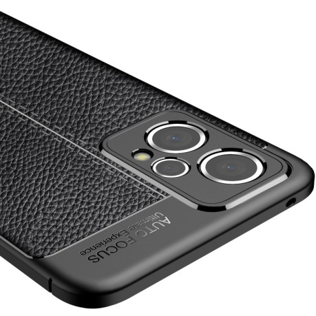 Противоударный чехол Litchi Texture на OPPO Realme 9 Pro Plus - черный