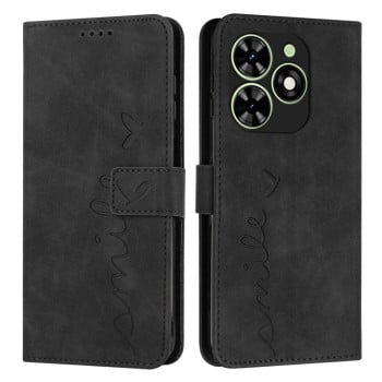 Чехол-книжка в стиле Retro мягкое покрытие Skin Feel серия Amile на Infinix Smart 8 - черный