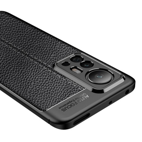 Противоударный чехол Litchi Texture на Xiaomi Mi 12 Pro 5G - черный