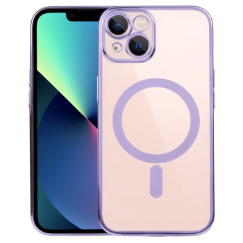 Противоударный чехол MagSafe Electroplating Straight для iPhone 15 Plus - фиолетовый