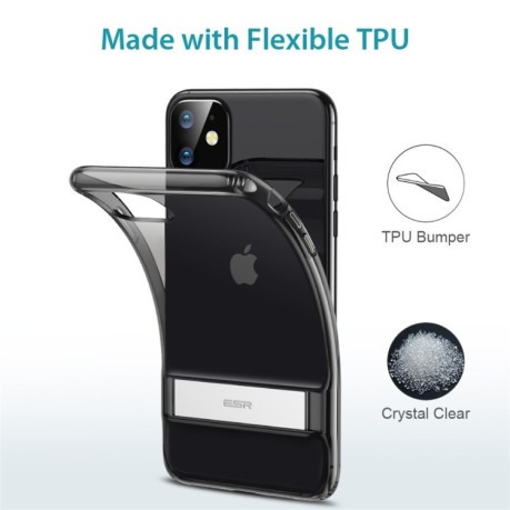 Силіконовий чохол-підставка ESR Air Shield Boost для iPhone 11 - прозоро-чорний