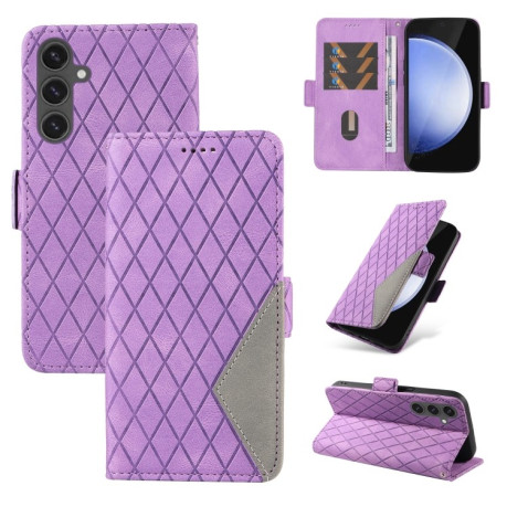 Чехол-книжка Dual-color Rhombic Lattice Leather для Samsung Galaxy S24 FE 5G - фиолетовый