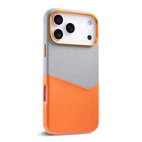 Чехол Kalebol Cloth Textue Stitching Card Slot Magnetic на iPhone 17 Pro Max - оранжевый