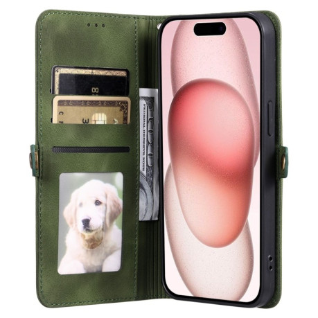 Чехол-книжка Totem Embossed Magnetic Leather для iPhone 16 Pro Max - зеленый