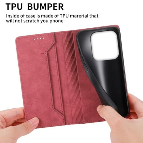 Чохол-книжка Business Solid Color Magnetic RFID Leather Xiaomi Redmi Note 14 4G 164.48mm - червоний