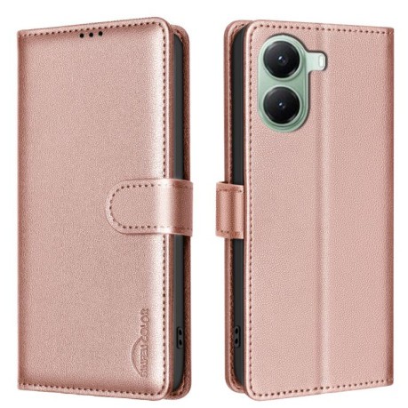 Чехол-книжка Litchi Texture RFID Anti-theft Leather для Xiaomi Poco X7 Pro - золотой