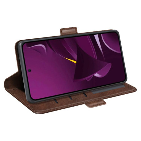 Чехол-книжка Dual-side Magnetic Buckle для Xiaomi Poco M7 Pro 5G - коричневый