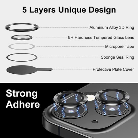 Комплект защитных стекол на камеру ENKAY Aluminium для iPhone 13 / 13 mini - синие