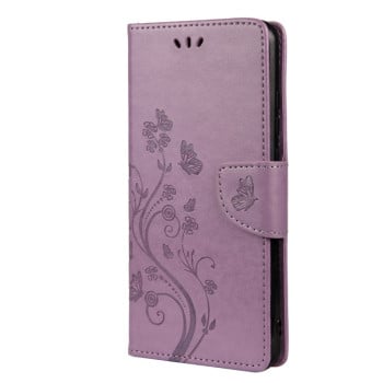 Чехол-книжка Butterfly Flower Pattern для Xiaomi Redmi Note 10 Pro / Note 10 Pro Max  - фиолетовый