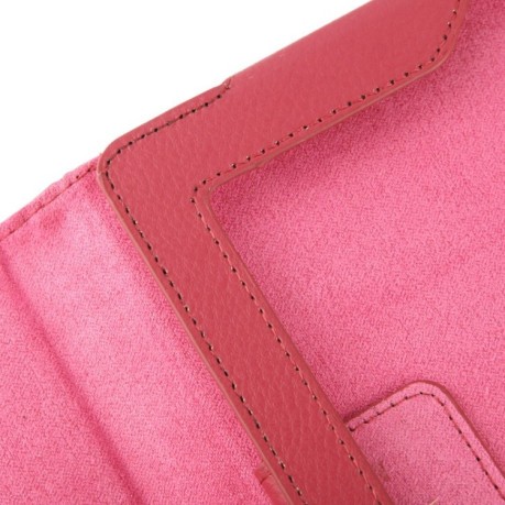 Кожаный Чехол Litchi Texture Sleep / Wake-up пурпурно-красный для iPad 4/ 3/ 2