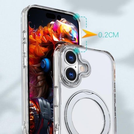 Чохол kalebol з MagSafe та підставкою 360 Metal Ring Holder на iPhone 17 - прозорий