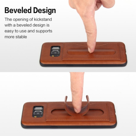 Кожаный чехол Fierre Shann на Samsung Galaxy S8-коричневый