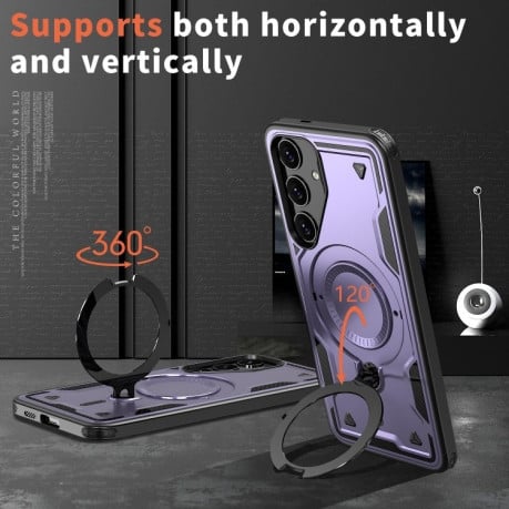 Протиударний чохол MagSafe Holder Armor PC Hybrid для Samsung Galaxy S24 FE 5G - фіолетовий