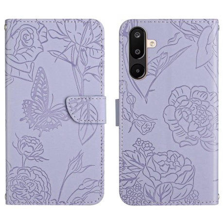 Чехол-книжка Embossed Butterfly для Samsung Galaxy M16 5G - фиолетовый