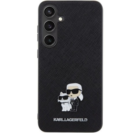 Оригинальный чехол Karl Lagerfeld Saffiano Karl &amp; Choupette Metal Pin для Samsung Galaxy S24+Plus - Black/black(KLHCS24MPSAKCMPG)