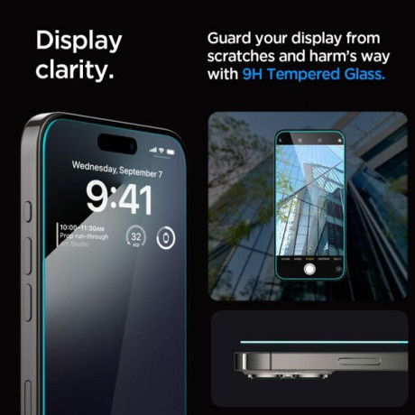 Захисне скло Spigen Glas.Tr &quot;EZ Fit&quot; для iPhone 15 Pro Clear