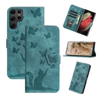 Чохол-книжка Cat Embossing Pattern  для Samsung Galaxy S25 Ultra 5G - блакитний