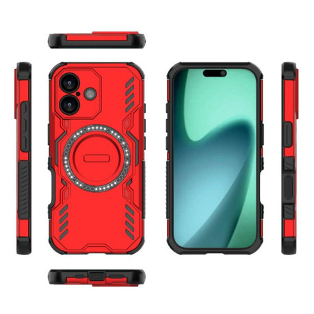 Противоударный чехол Butterfly Armor MagSafe Magnetic Ring Shockproo для iPhone 17 - красный
