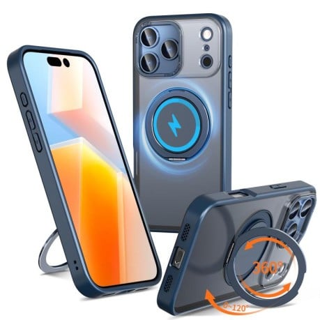 Чехол Kalebol с подставкой 360 и MagSafe на iPhone 17 Pro - синий
