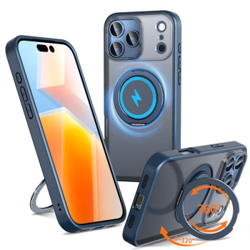 Чехол Kalebol с подставкой 360 и MagSafe на iPhone 18 Pro Max — синий