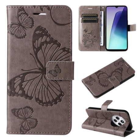 Чохол-книжка Embossed Butterfly для Xiaomi Redmi 14C 4G/Poco C75/Redmi A4 5G - сірий