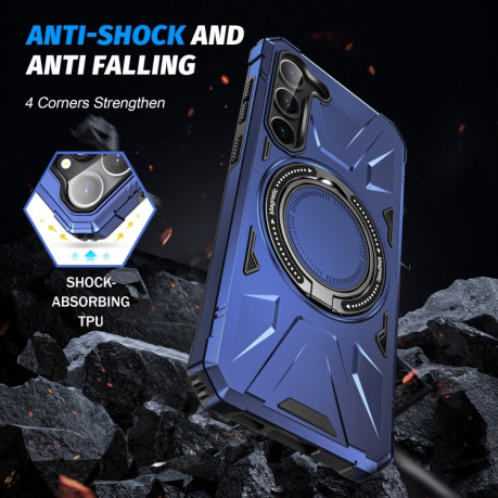 Протиударний чохол HTM MagSafe Magnetic Shockproof with Ring Holder для Samsung Galaxy S25+ 5G - синій