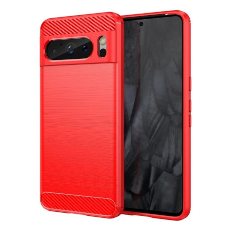 Протиударний чохол Brushed Texture Carbon Fiber на Google Pixel 8 Pro - червоний