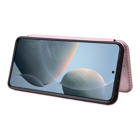 Чехол-книжка Carbon Fiber Texture на  Xiaomi 14T - розовый
