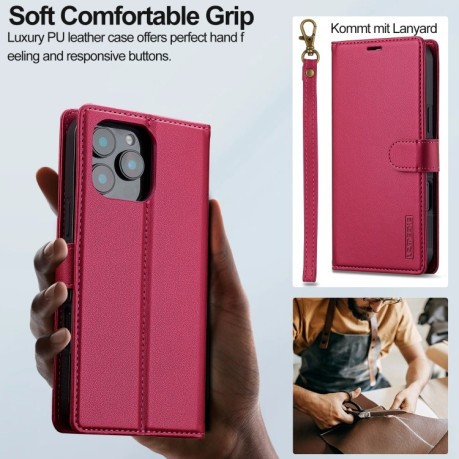 Чохол-книжка LCIMEEKE L2 Series Detachable Magsafe для iPhone 16 Pro - червоний