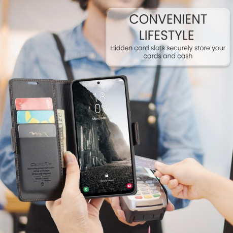 Чохол-книжка CaseMe 023 Butterfly Buckle Litchi Texture RFID Anti-theft Leather  для Samsung Galaxy A36 5G - чорний