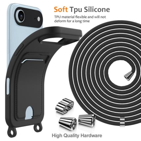 Силиконовый чехол Integrated Card Bag Solid Color Liquid Silicone на iPhone Air - черный