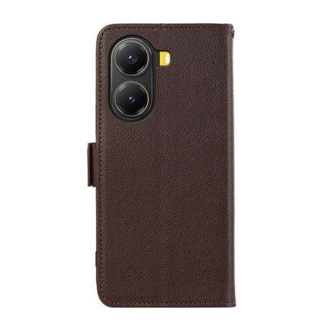 Шкіряний чохол-книжка KHAZNEH Genuine Leather RFID для Xiaomi Poco X7 Pro - коричневий