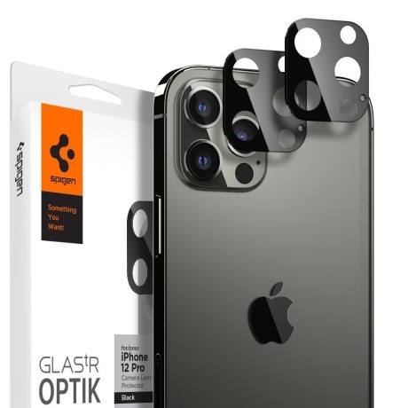 Комплект захисного скла 2шт на камеру Spigen Optik.Tr Camera Lens для iPhone 12 Pro Black