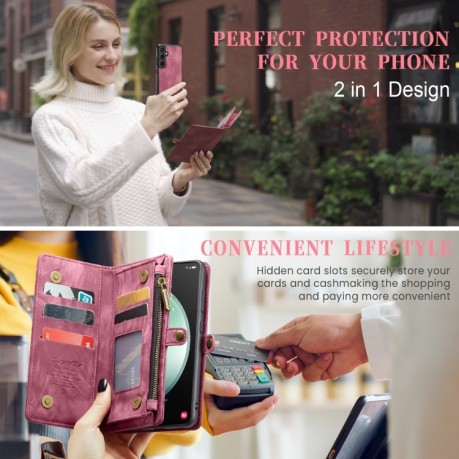 Чехол-кошелек CaseMe 008 Series Zipper Style на Samsung Galaxy S23 FE - красный