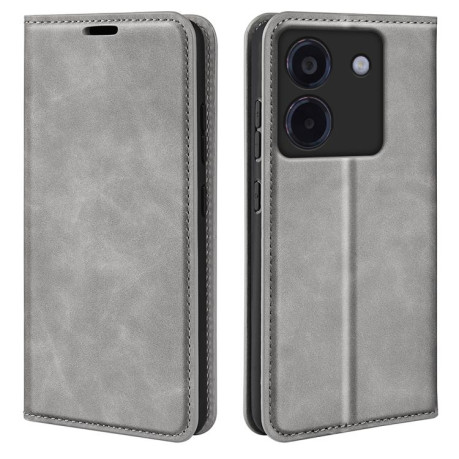 Чохол-книжка Retro Skin Feel Business Magnetic на Xiaomi Poco M7 Pro 5G - сірий